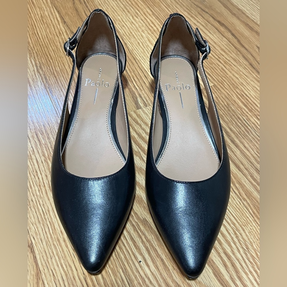 Paolo Black Leather Flats Minimalist Design